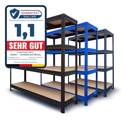 Schwerlastregal extra breit - TÜV-geprüft - XXL Breite 200 cm - Metallregal mit 1200 kg Gesamttraglast - Steckregal für Garage, Keller, Werkstatt - 2 Breiten & 3 Farben (grau, 177x200x60 cm)