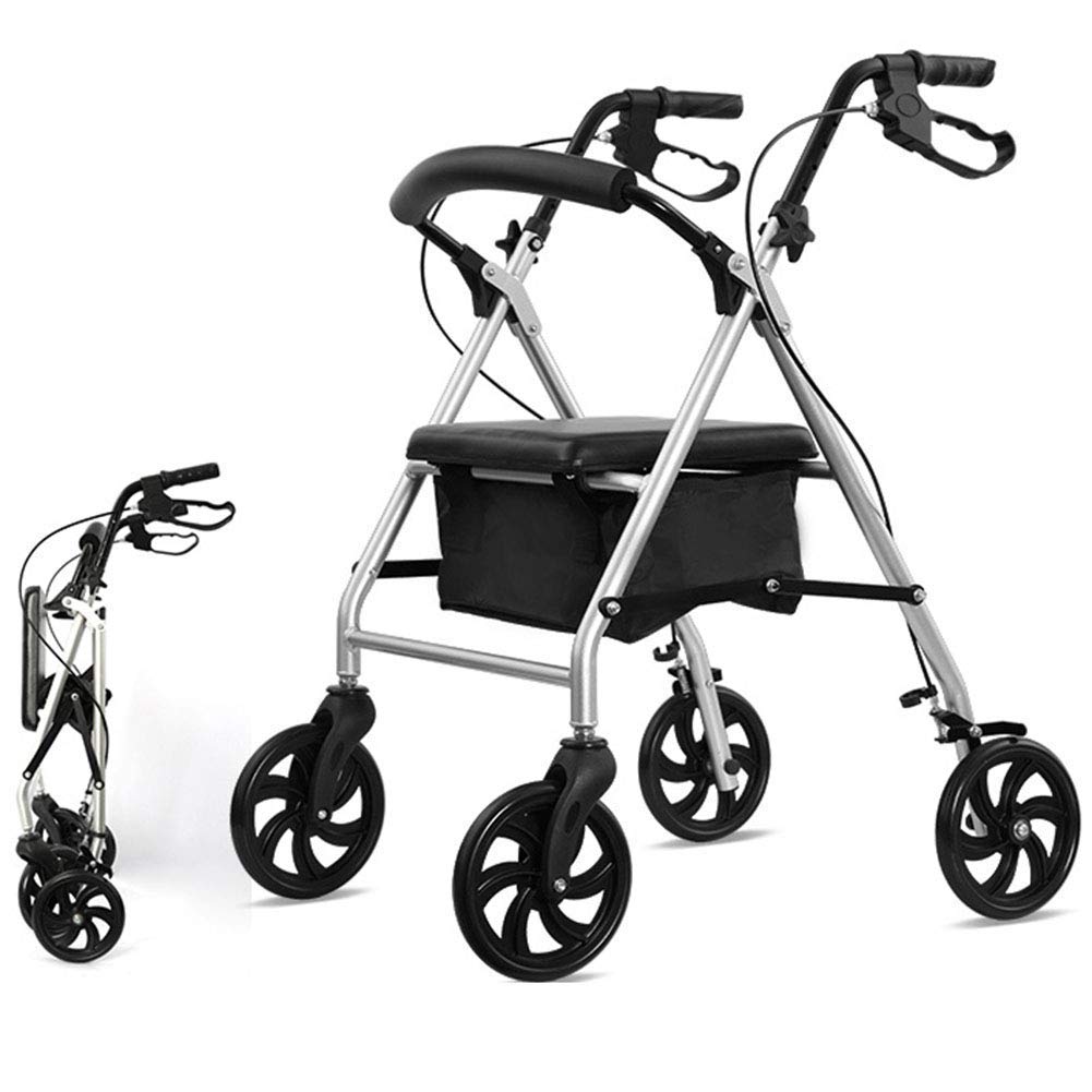 Leichter Rollator-Gehhilfe, Aluminium-Rollator, multifunktionaler Rollator für ältere Menschen, Einkaufswagen, Fußfraktur, Gehhilfe (A)