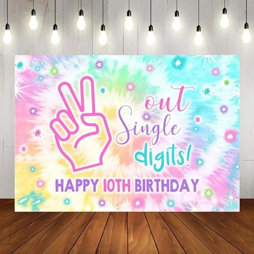 Alles Gute zum 10. Geburtstag Party Teal Gold Hintergrund Banner Dekor Hintergrund Für Mädchen Jungen Fotografie Dekor liefert Glitzer Banner 240X180cm