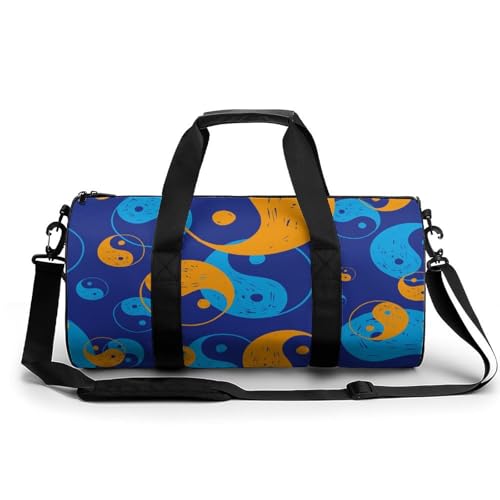 Blau Gelb Tai Chi Sport Duffel Bag Sporttasche Reisetasche Handgepäck Tasche Schwimmtasche Weekender Bag 45x23x23cm