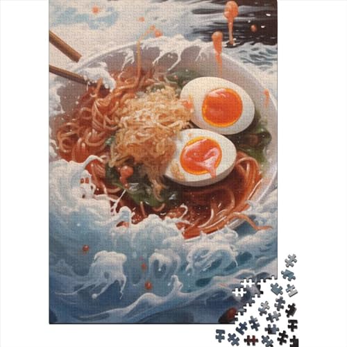 Teenager-Puzzle Ramen Wave Off Kanagawa, 1000-teiliges Puzzle für Erwachsene und Teenager, Holzpuzzle für Erwachsene und Teenager, Geschenk zum Geburtstag, Größe: 75 x 50 cm