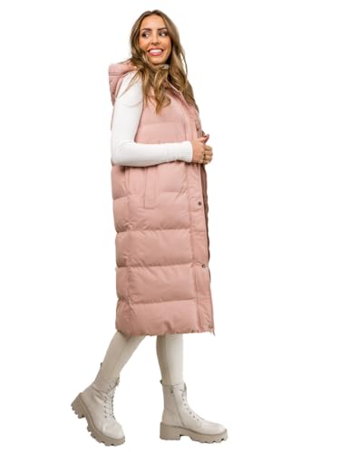 BOLF Damen Weste Bodywarmer Steppweste Daunenweste Funktionsweste Vest Ärmellose Sportweste Kapuzenweste Wärme Freizeit Outdoor Slim Fit Modellauswahl 5M728 Rosa S [U1U]