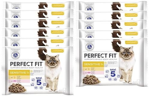 Katze Portionsbeutel Multipack Sensitive 1+ mit Huhn und mit Lachs (11, Huhn und Lachs)