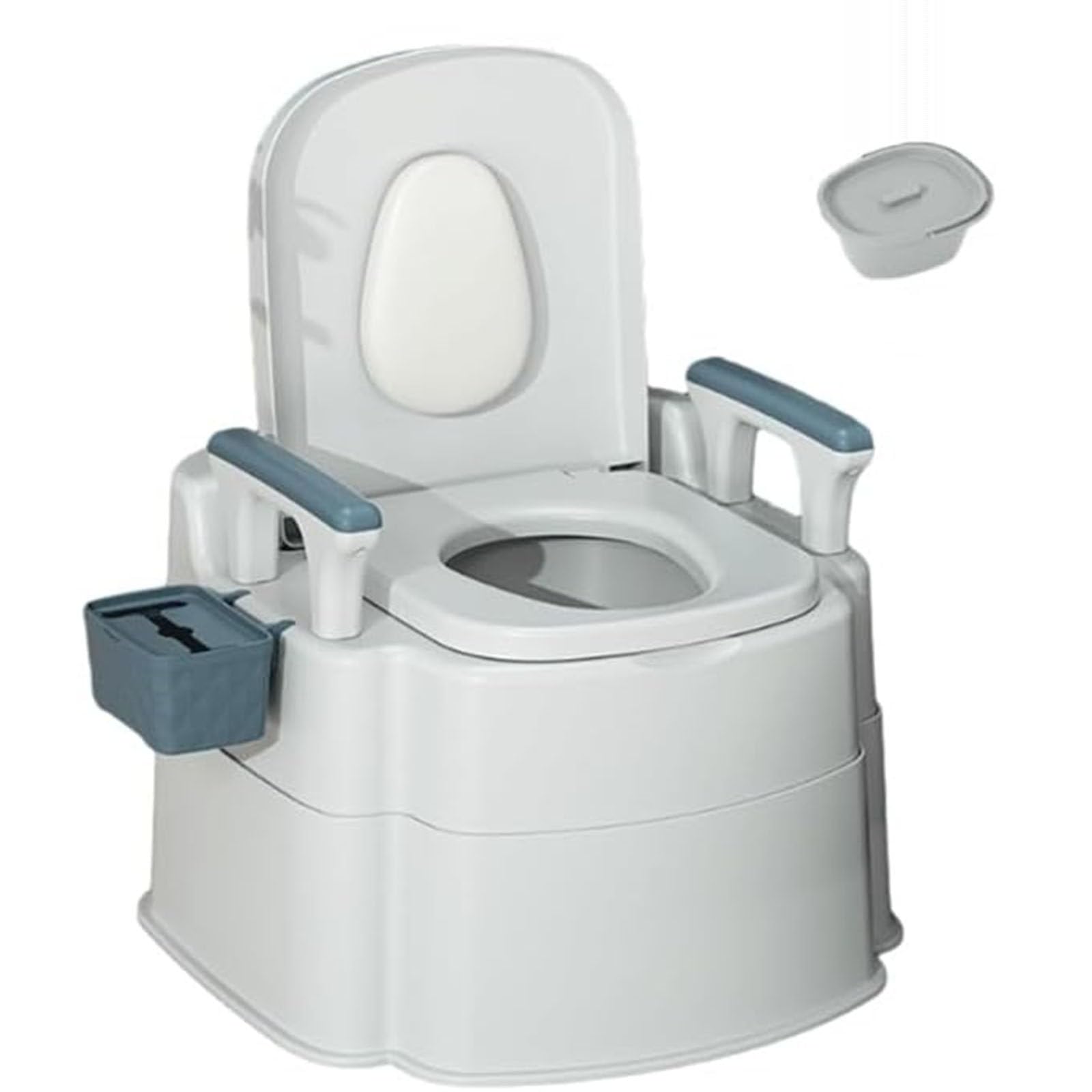 lwjunmm Nachtkommode für Erwachsene, Toilettenstuhl für Schlafzimmer, Nachtkommode mit Abnehmbaren Armlehnen, Tragbar, Mobil, Geruchloser Sitz aus PU-Leder,Room-Gray-Hardpad