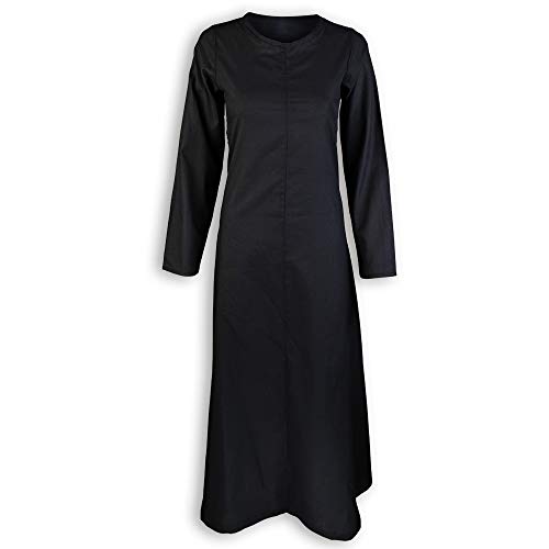 MYTHOLON Marita Unterkleid Langarm, Mittelalter Gewandung leichte Baumwolle, LARP Verkleidung Damen (Small, Schwarz)