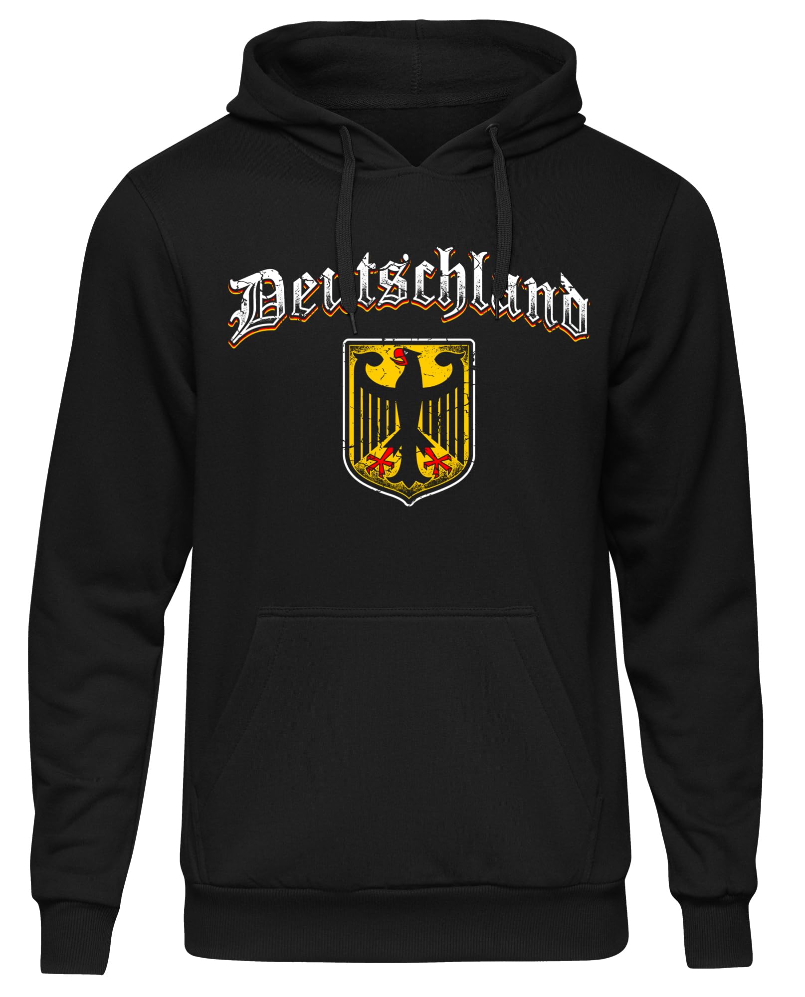 UGLYSHIRT Deutschland Herren Kapuzenpullover | Deutschland Flagge Germany Hoodie Deutschland Pullover Deutschland Trikot Fanartikel Fussball EM WM | M8 Schwarz (XL)