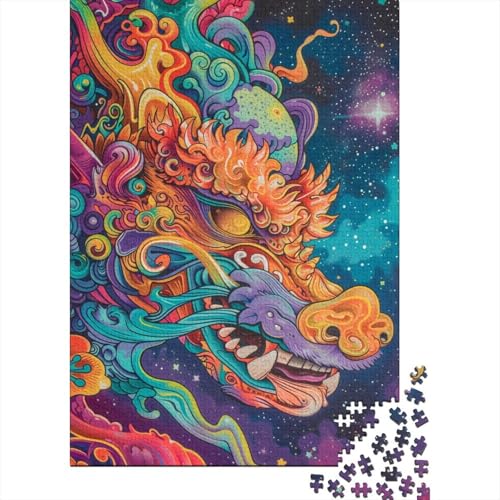 Art Dragon Holzpuzzle Puzzles für Erwachsene und Teenager Art Puzzles für Erwachsene 1000 Teile ganze Familie und die (75x50cm)