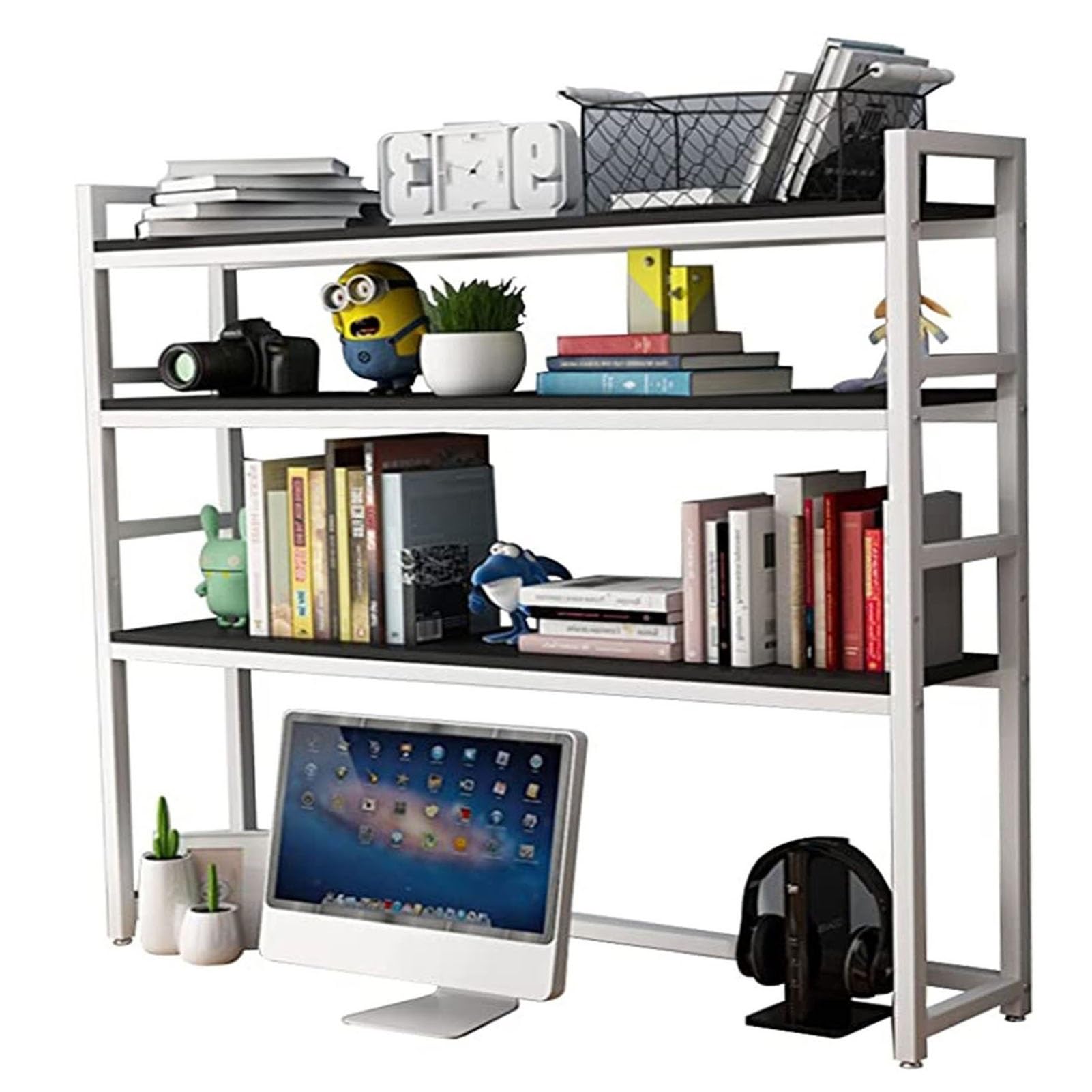 Schreibtisch-Bücherregal für Computer – verstellbares Schreibtisch-Bücherregal-Organizer-Rack, Schreibtisch-Bücherregal-Aufbewahrungsregal, Metall-Arbeitsplatten-Ständer-Bücherregal, für Zuhause/Bür