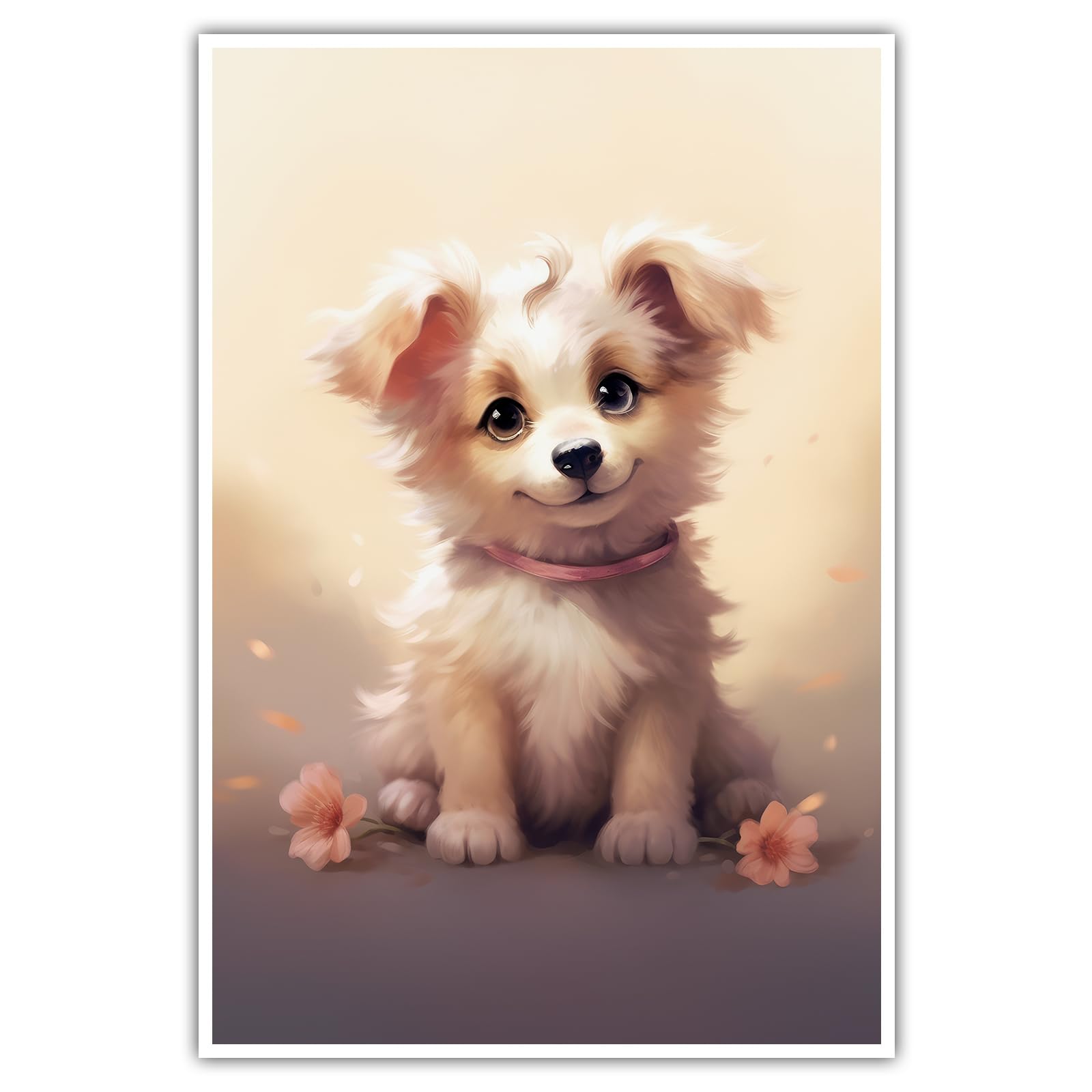 Puppy - Poster - ohne Rahmen - Kleiner Hund Kinderzimmer Bild Wandbild Kunst Druck Bilder Wand Deko Wandposter Kinder (70 x 50 cm, Poster)