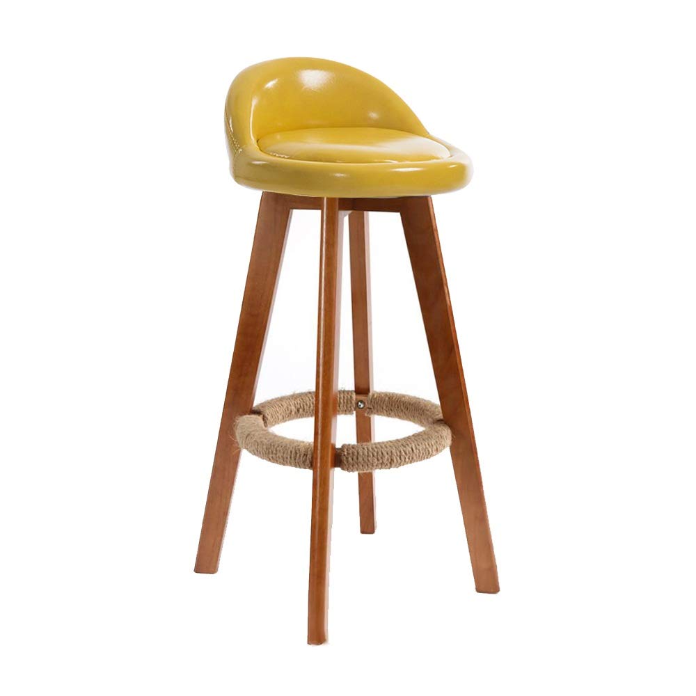 Barhocker für Küche, Frühstück, Esszimmer, Bartheke/Café/b, hoch aus Holz, mit Sitz, runder Fußstütze, Retro-Barhocker für den Empfang, 50/60/70/80 cm (Farbe: Schwarz, Größe: 80 cm) (Gelb 70 cm) Run