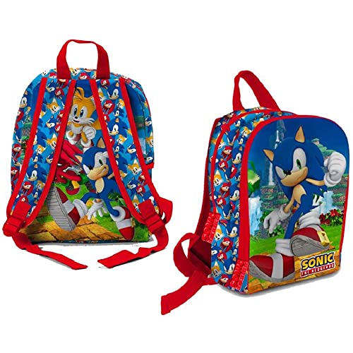 CARTOON Sonic Kindergarten-Rucksack, Tasche, Schule, Freizeit, Spaziergang, Meer, 32 x 25 x 10 cm, mehrfarbig (Sonic)