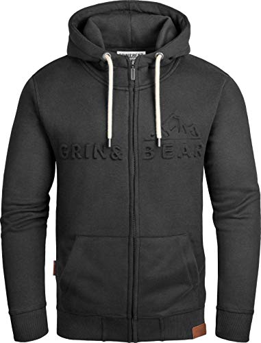 Grin&Bear Herren Kapuzenpullover mit geprägtem Logo in schwarz, XXL, GEC017