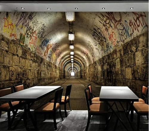 Graffiti-Tunnel Erweiterter Raum 3D Tapete Poster Restaurant Schlafzimmer Wohnzimmer Sofa TV Dekorative Wand-150cm×105cm