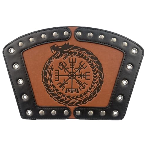 MDFCZXP Lederrüstung Armschiene mit Schnalle Federrüstung Steampunk Bogenschütze Handschuh Cosplay Cosplay Kostüm Wikinger 1 Paar,A,24cm