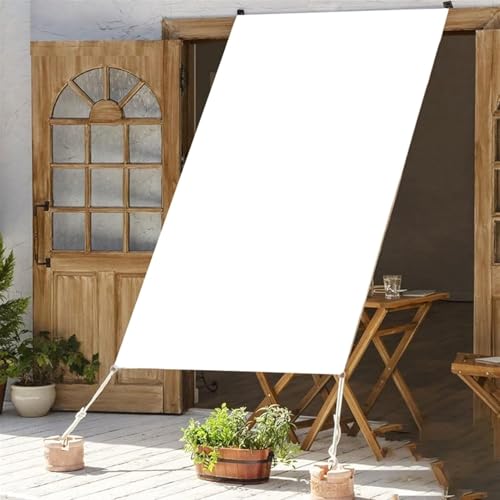 Sonnenschutz-Markise, Balkonplane, 2x4,5m, Sichtschutz, UV-Schutz, wetterbeständig, Balkon, Sichtschutz, HDPE, für Balkonkorridor/Garten/Außenhof, Zelt, weiß