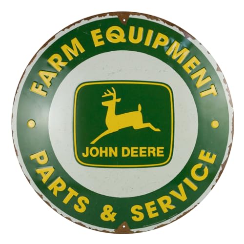 Nostalgic-Art Retro Blechschild, Ø 35 cm, John Deere – Parts & Service – Geschenk-Idee für Traktor-Fans, Original Lizenzprodukt (OLP), aus Metall, Vintage Design