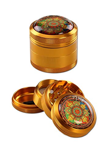 Black Leaf Mandala Alu-Grinder 4-teilig (Amber)