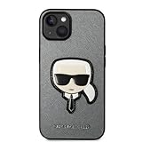 KARL LAGERFELD KLHCP14SSAPKHG hülle für iPhone 14 6,1" Silber/Silver hardcase Saffiano Karl`s Head Patch