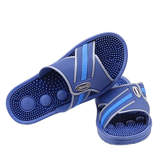 GHYUB Massage Hausschuhe Herren,Beach Pantoffeln ， Fußmassagegeräte, Akupressur-Massage-Sandalen, Schuhe, Linderung Von Plantarstress, Akupressur-Entspannungsfuß (Color : Blue, Size : EUR43)