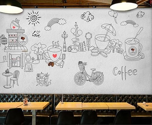 tyujlkjddlf Tapete Wandbild 3D Benutzerdefinierte Handgemalte Milchteeladen-Café-Konditorei-Freizeitbar-Hintergrunddekorwand-400Cmx280Cm