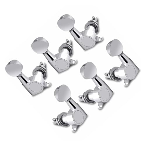 Strings Tuning Pegs Mechaniken Für Gitarre 6er-Pack Stimmwirbel für Gitarrensaiten, halbgeschlossene, langlebige Stimmköpfe (Color : Silver)