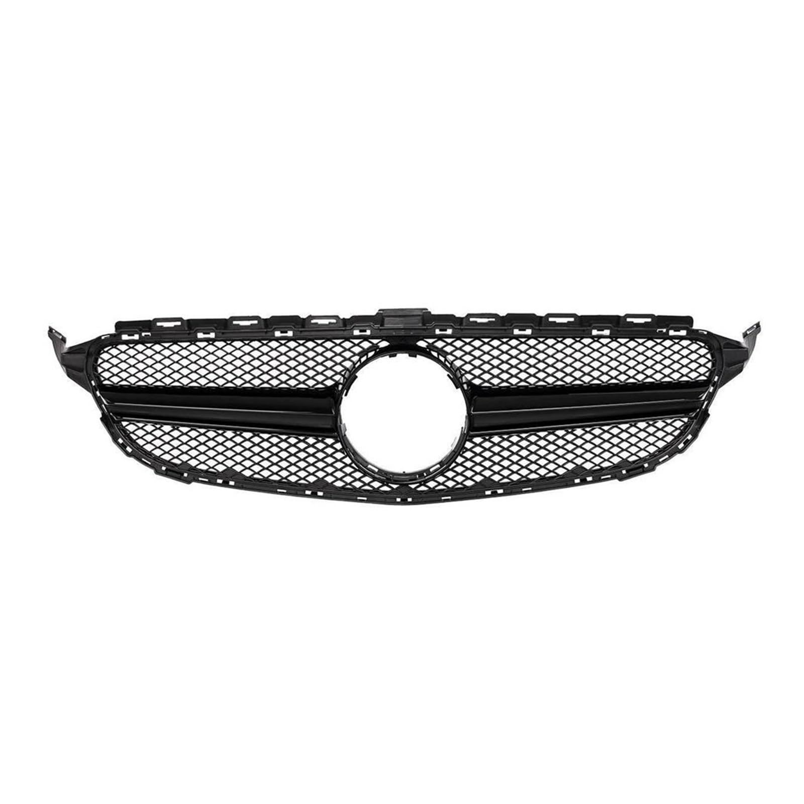 Frontspoiler Lippe Für Benz C-Klasse W205 C180 C200 C250 C300 C350 C400 C43 2014–2018, Für AMG-Stil, Kühlergrill, Oberer Grill, Frontstoßstangenhaube, Netz Frontstoßstange Spoiler(Schwarz)