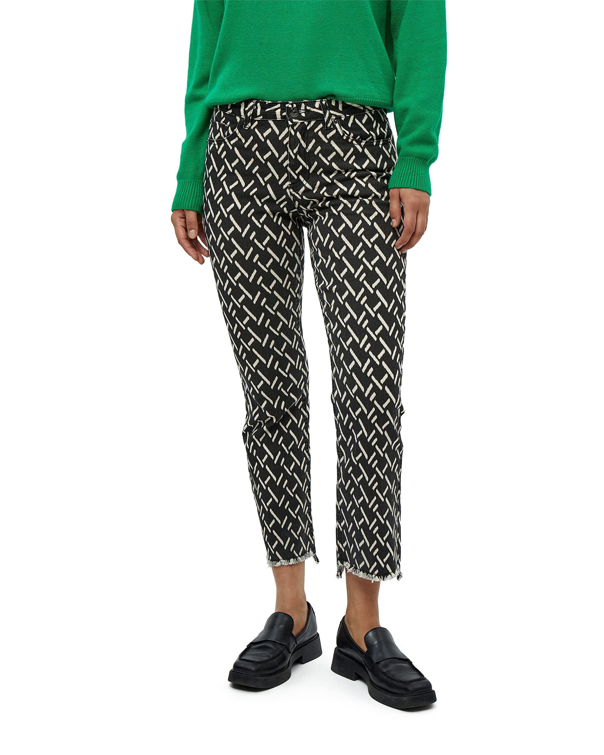 Peppercorn Fione Printed Mid Waisted Cropped Jeans Jeans Damen In Schwarz Herbst Damen Jeans Größe 36