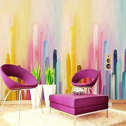 XLMING Abstraktes Aquarell Mit Sieben Farbigen Streifen Küche Esszimmer Arbeitszimmer Wohnzimmer TV Hintergrund Wand 3D Tapete-200cm×140cm