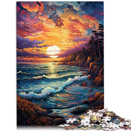 Puzzle-Geschenk, farbenfroher und fantastischer Sonnenuntergangsstrand, 1000 Teile, Puzzle-Geschenke, vollständig ineinander greifenden und zufällig geformten Teilen, 1000 Teile (50 x 75 cm)