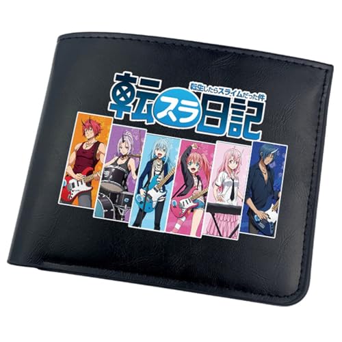 RYNDEX That Time I Got Rein-carn-ated As a Slime Anime-Geldbörsen, Bifold Kleiner Geldbeutel, PU-Leder Geldbörse Brieftasche Wallet(Color:Black 6)