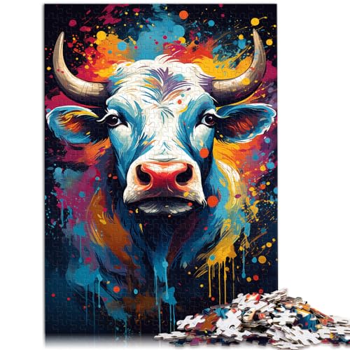 Puzzles Bunte psychedelische Kuh 1000 Teile Premium Puzzle Holzpuzzle Familienspiel Stressabbau Schwieriges Herausforderungspuzzle 1000 Teile (50x75cm)