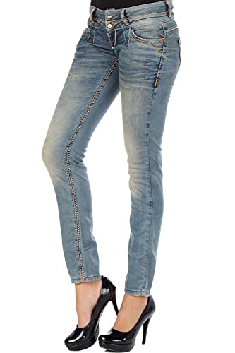 Cipo & Baxx Damen Jeans CBW-0347 blue Größe 28W / 34L