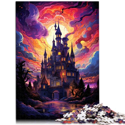 Puzzle für Erwachsene, bizarres, farbenfrohes Schloss-Puzzle, 1000 Teile, Holzpuzzle für anspruchsvolles Puzzlespiel und Familienspiel, 1000 Teile (50 x 75 cm)