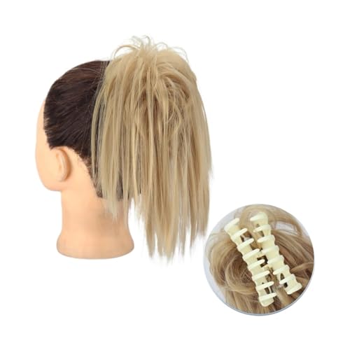 Brötchen Haarteil Synthetische Haarverlängerung mit Krallenclip, unordentlicher Dutt, flauschiger Chignon, schwarzblonder Haarknoten, Hochsteckfrisur, falsches natürliches Haarteil for Frauen Brötchen