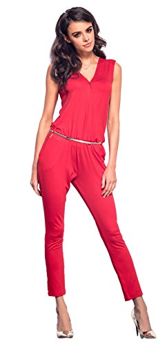 Lemoniade eleganter Jumpsuit in verschiedenen Varianten und Farben, Modell 1 Rot, Gr. L (38/40)