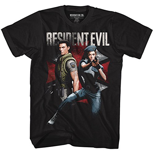 American Classics Unisex-Erwachsene Resident Evil Chris und Jill, kurzärmelig T-Shirt, Blickdicht, schwarz, Groß