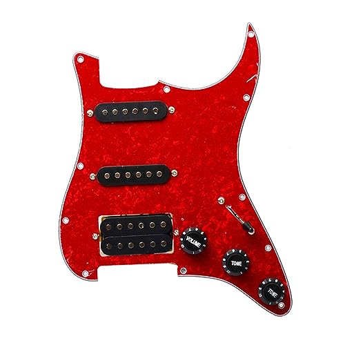 SSH-Schlagbrett Für E-Gitarre Und Schwarz-weiße, Vorverdrahtete SSH-Schlagplattenbaugruppe (Color : Crimson bk 14)