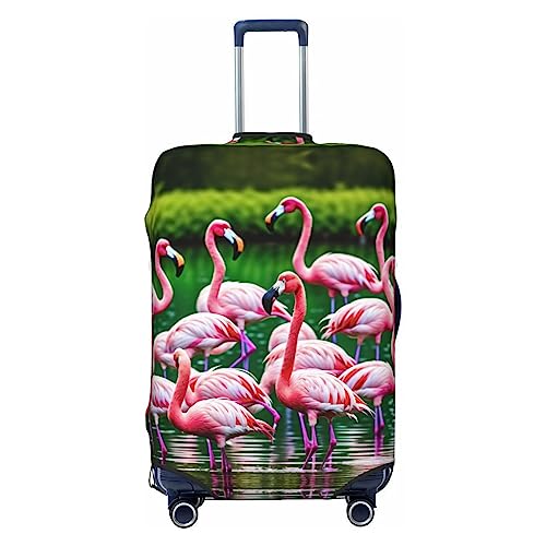 Miniks Reisegepäckhülle, Motiv: Flamingos im Wasser, strapazierfähig, passend für 45,7 - 81,3 cm große Gepäckstücke, Größe XL, Schwarz, X-Large