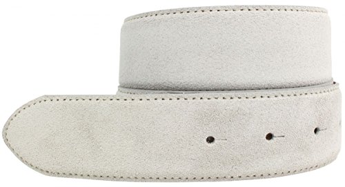 BELTINGER Gürtel aus Veloursleder ohne Schnalle 4 cm | Velour-Ledergürtel für Damen Herren 40mm | Wildleder-Gürtel 4cm | Hellgrau 105cm