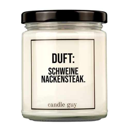 candle guy Duftkerze | Duft: Schweinenackensteak. | Handgemacht aus 100% Sojawachs | 70 Stunden Brenndauer