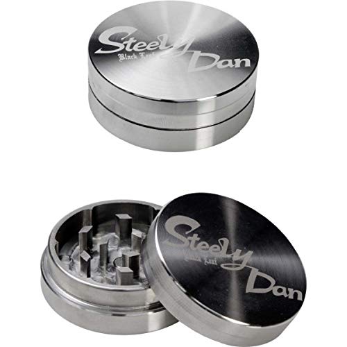 Black Leaf Steely Dan Grinder 2-teilig Ø 39mm | hochwertiger Crusher aus rostfreiem Stahl | Premium Grinder mit Reißverschlusstasche | Höhe 15mm