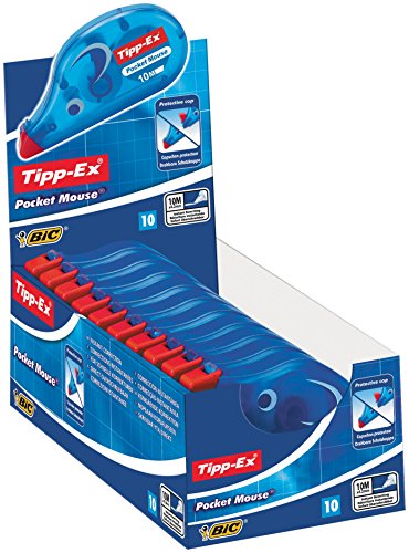 Tipp-Ex Pocket Mouse Korrekturroller mit Bandschutzkappe - Korrekturband 10m x 4,2mm - 10er Pack