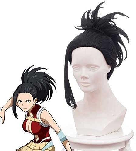 LINLINCD-Anime Coser Wig My Hero Academia Black Cosplay Perücke Boku No Hiro Akademia Momo Yaoyorozu Kunsthaar+Perücke Cosplay Cosplay Kunsthaar