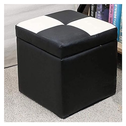 RAABYU Cube Kunstleder Lagerung Fuß Hocker Pouf Sitzbank, mit Scharnier Top Organizer Box Pouf Brust Einzel