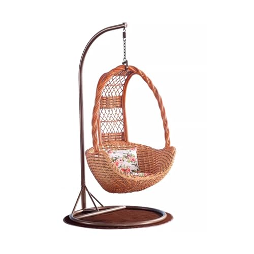 yixinzi-2024 Rattan-Akzentstuhl Rocker Home Stay Echtes Rattan Gewebt Balkon Chlorophytum Comosum Schaukel Vogelnest Hängesessel Indoor Hängekorb Stuhl Rattanstuhl Sessel