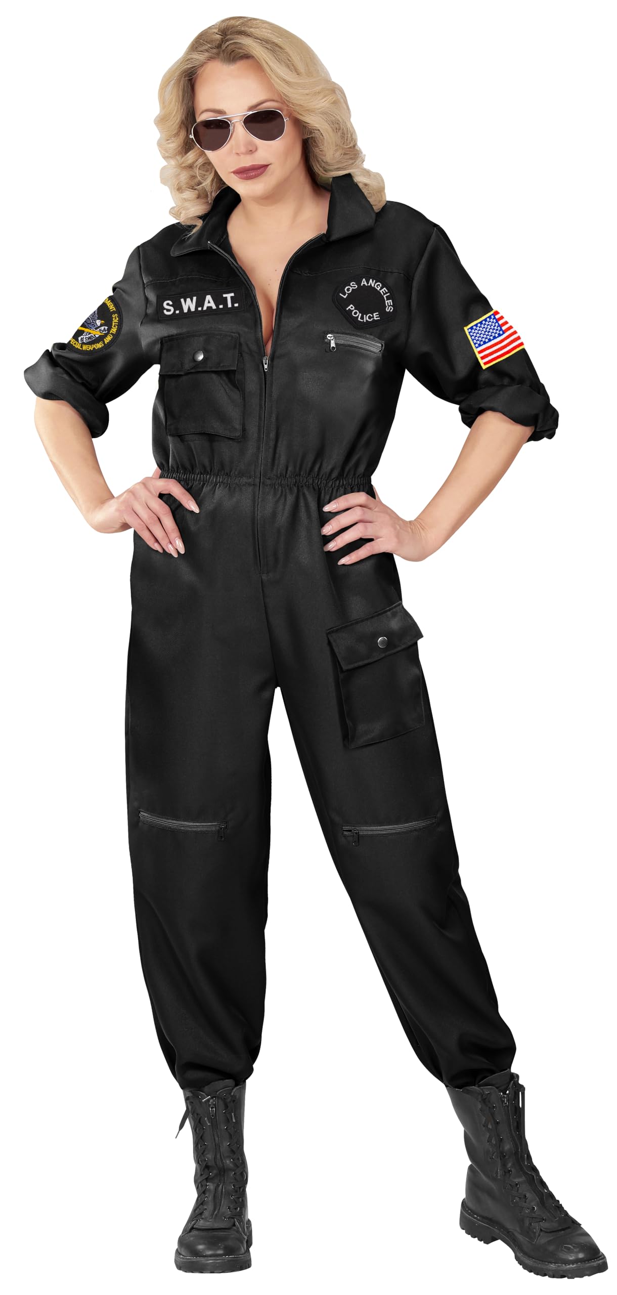 Widmann S.W.A.T. Kostüm für Damen | Swat Overall in schwarz | Verkleidung Gruppenkostüm Fasching Karneval S