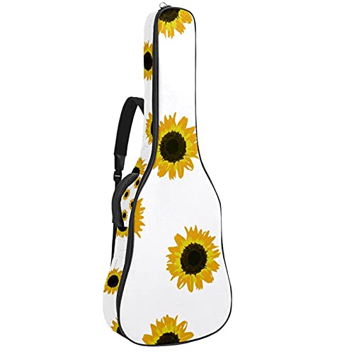 Akustikgitarre Tasche Dicke Polsterung Wasserdicht Dual Verstellbarer Schultergurt Gitarrenkoffer Gig Bag，Gelbe Sonnenblumen Isoliert