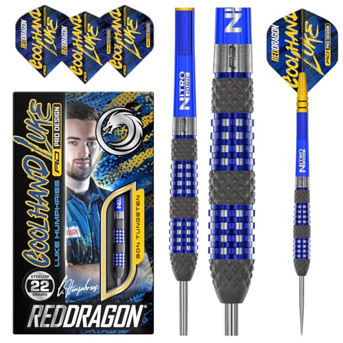 RED DRAGON Luke Humphries TX2 Atomised 22 Gramm Premium Wolfram Darts Set mit Flüge und Stielen