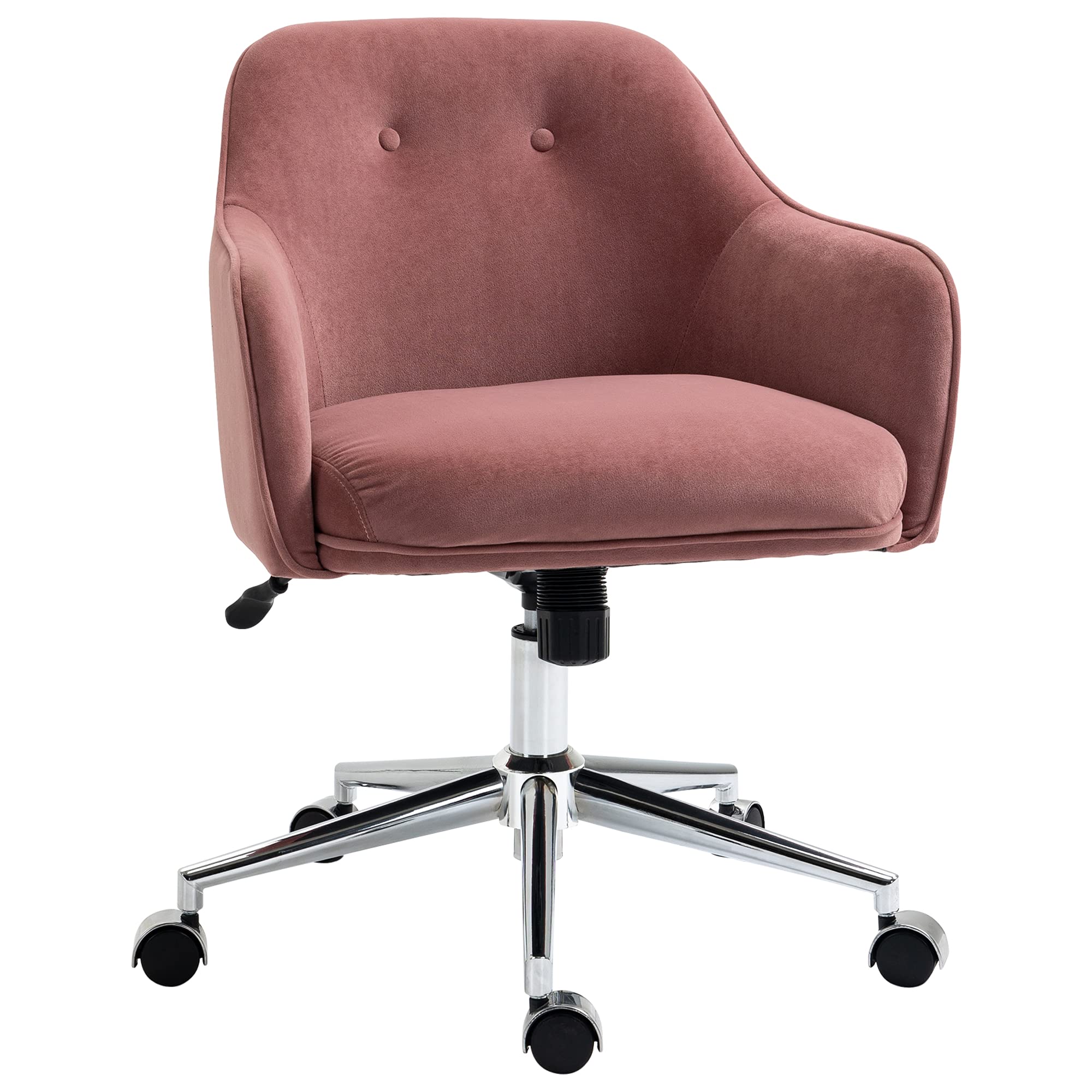 Vinsetto Bürostuhl mit Wippenfunktion Home-Office-Stuhl höhenverstellbarer Schreibtischstuhl ergonomisch 360°-Drehräder Samt-Touch-Polyester Nylon Rot 61 x 59 x 80,5-90,5 cm