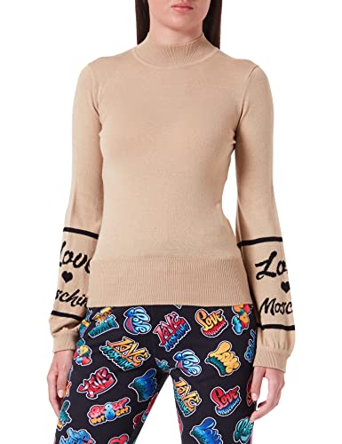 Love Moschino Damen Turtleneck top, Melange Rust Light Brown, 46 EU